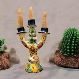 Colorful Ceramic Candelabra, Southwest Adobe Casa Desert Vibes